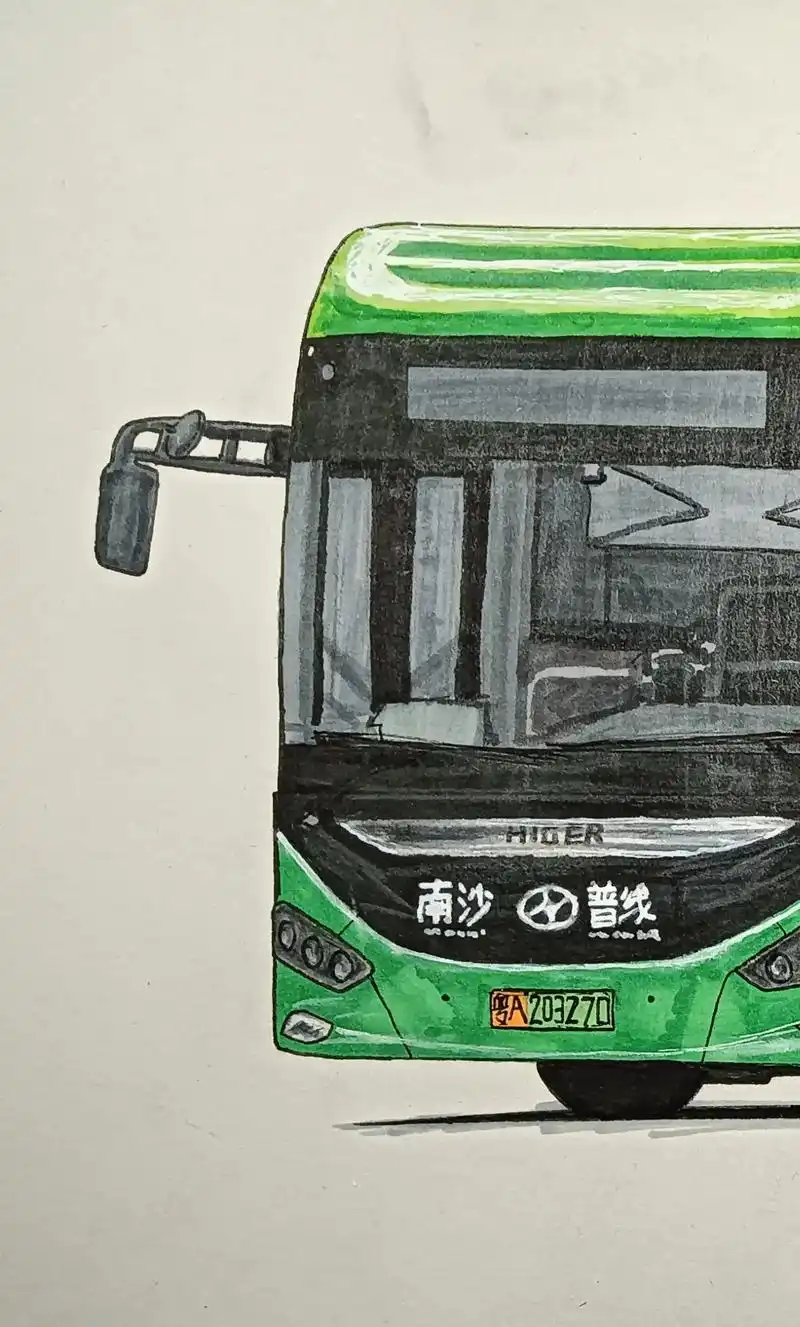 海格蔚蓝手绘细节展示.#公交迷 #画车 #车迷 #汽车彩绘  - 抖音