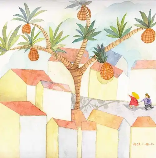 第一梦:姥姥家的院子里有一颗特别高的菠萝树,那天