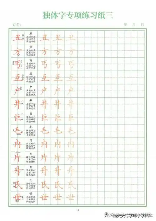硬笔书法楷书寒假练字技巧练字宝典,基本笔画专项27页练习纸
