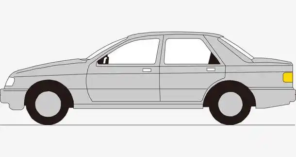 卡通手绘侧面银色现代汽车