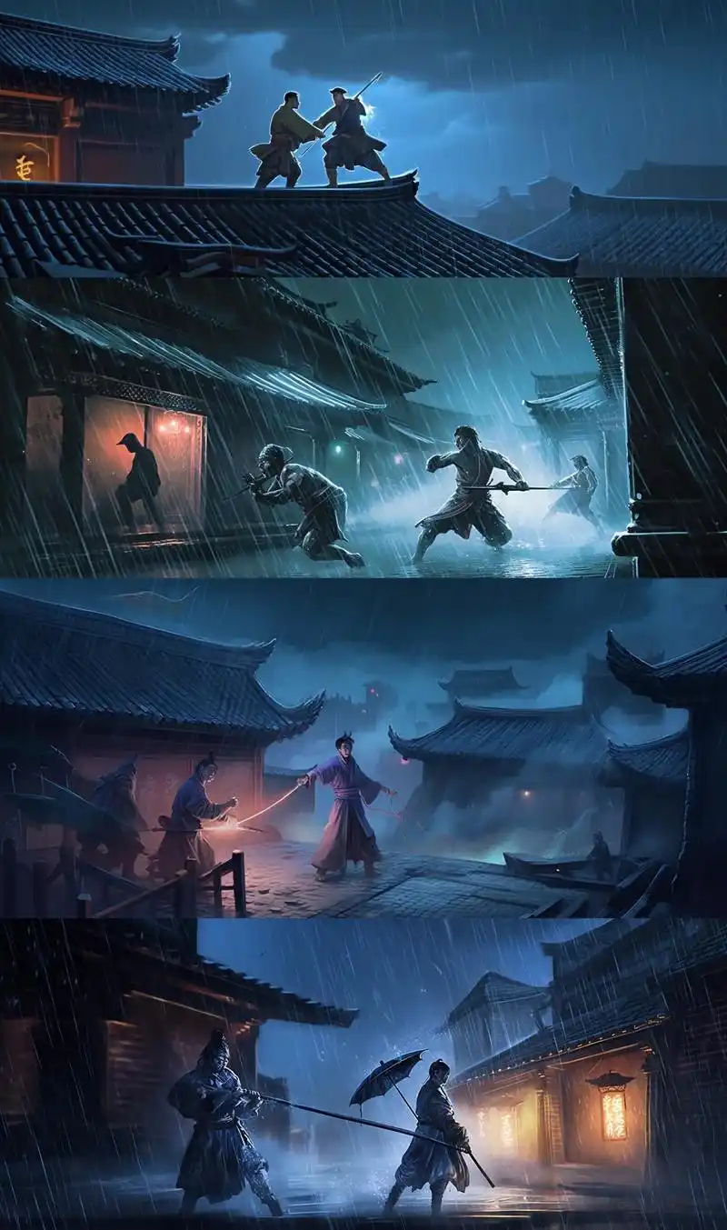 ai绘画.金庸武侠题材现场打斗场景描绘,刀光剑影,快意恩仇, - 抖音