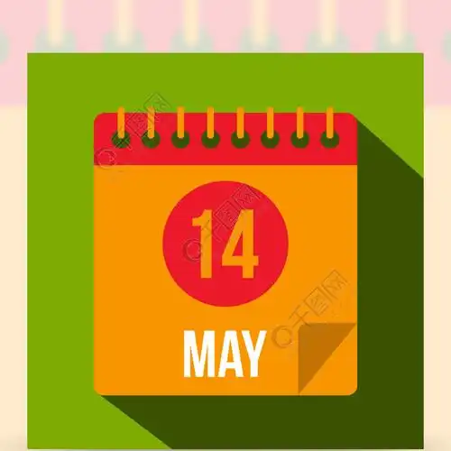5月14日日历图标5月14日的日历矢量图标在石灰背景上隔离的web的平面