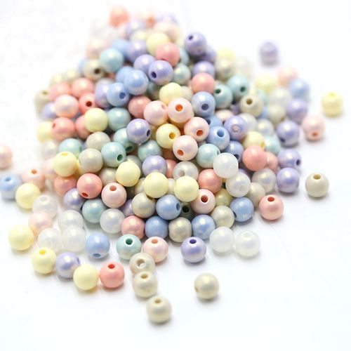 6mm珠光马卡龙珠子幻彩人鱼姬色圆珠彩珠diy串珠包包手链项链编织