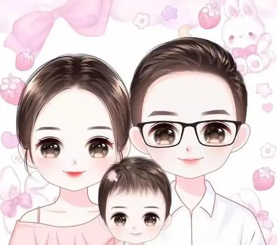 喜欢扣1,拿图点赞吱一声喔今日分享一组全家福微信头像,呆萌可爱的