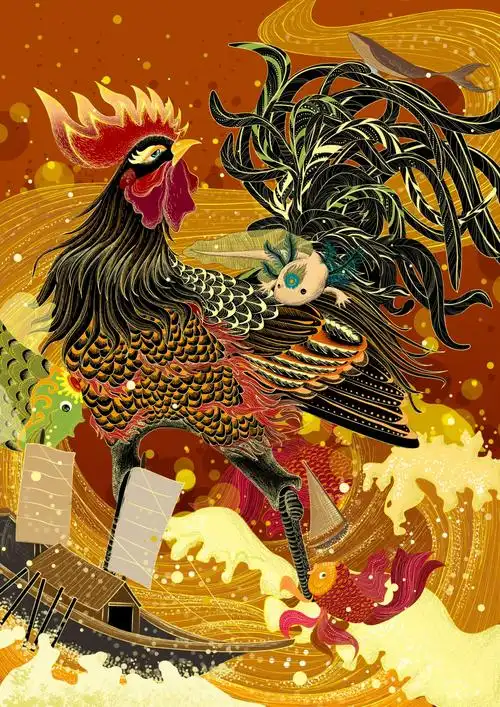 鸡年有余-商业插画-插画-设计作品-中国设计之窗