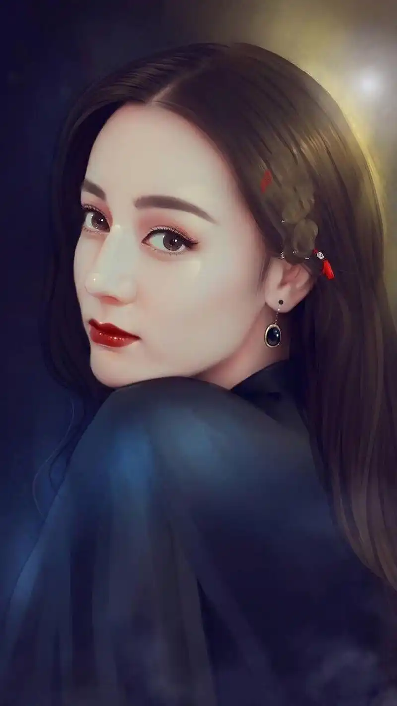 手绘迪丽热巴插画唯美高清手机壁纸