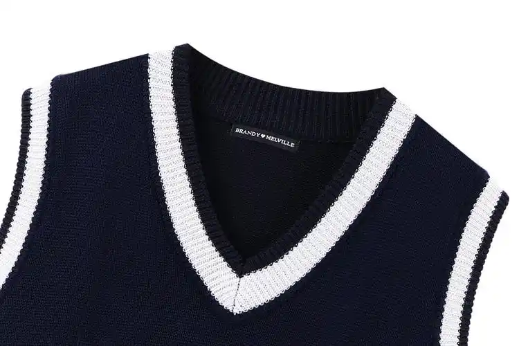 brandymelvillebm学院双线无袖背心宽松百搭针织马甲毛针织衫
