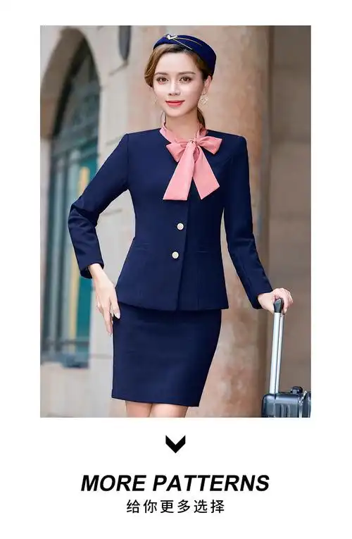 纽丰空姐制服秋冬时尚长袖职业套装售楼部珠宝店美容师工作服女两件套