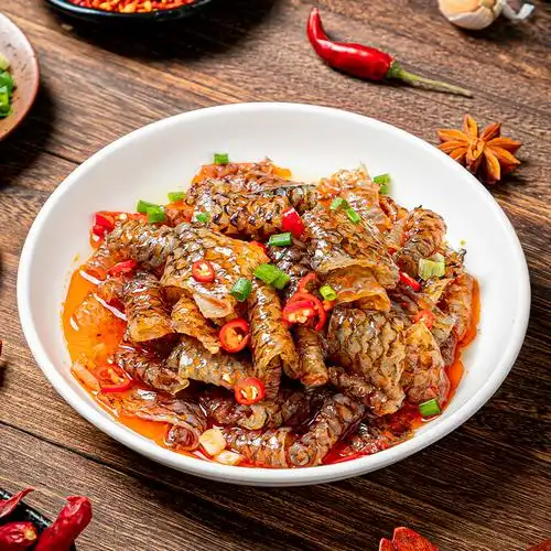 凉拌红油鱼皮卷220g箱装qq鱼皮凉菜即食零食凉菜