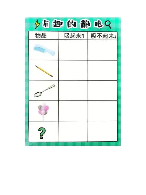 幼儿园科学区小实验对印记录表