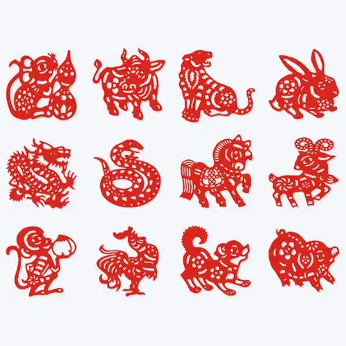 艺花十二生肖传统剪纸1套动物窗花幼儿园儿童纸质喜字