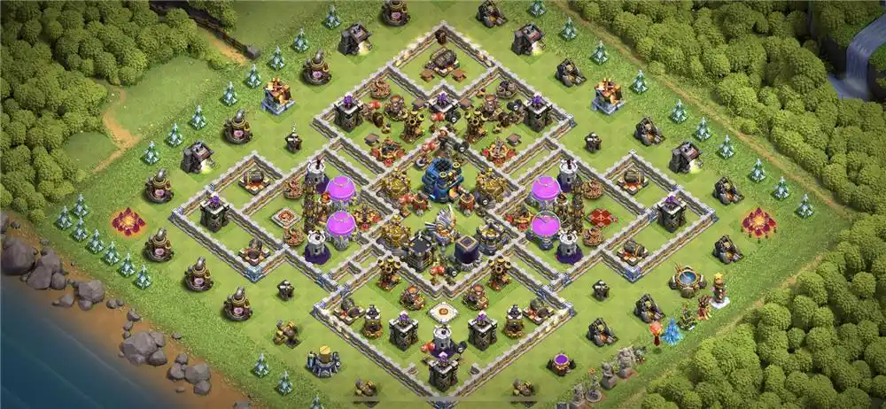 12本实用防三星对称阵,部落冲突阵型分享,12本实用防三星对称阵分享