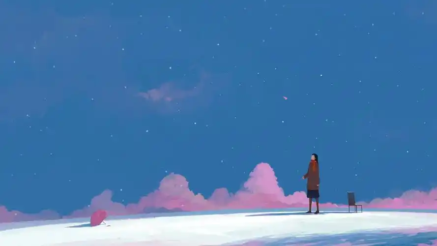 治愈系简约意境手绘插画,艺术壁纸-回车桌面