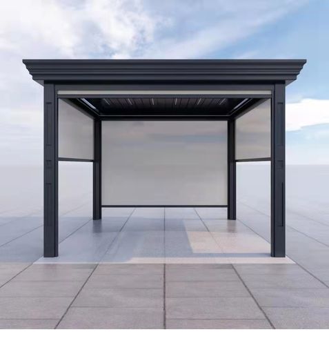 电动智能防风防雨卷帘户外阳光玻璃房阳台别墅凉亭葡萄架露天泳池