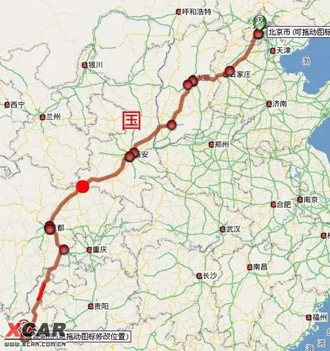 捷径是京昆高速,单程2650km,过路费约1200.如图