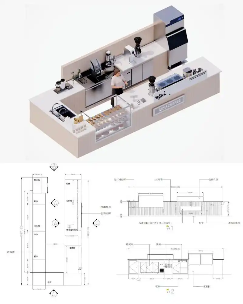 《原创》15平米咖啡店吧台布局, 拿走不谢
