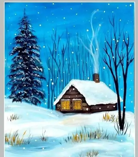 20幅冬天主题儿童水粉画作品素材分享