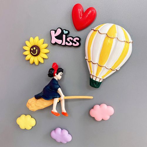 日本动漫磁性贴宫崎骏动画小魔女冰箱贴3d日式可爱女孩装饰吸铁石