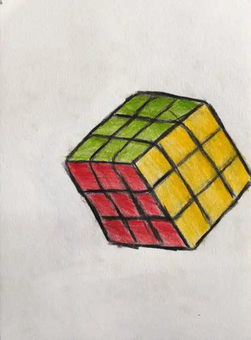 本周素描延伸课程课堂作品《玩转魔方》