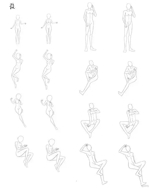 作业:动漫人体绘画学习之日式漫画人体比例画法与训练 - rh-5-162安