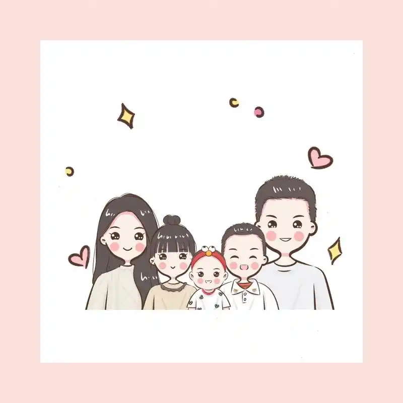 简笔画头像 | 幸福的一家五口 今天的幸福一家全家福~幸福的一家五口