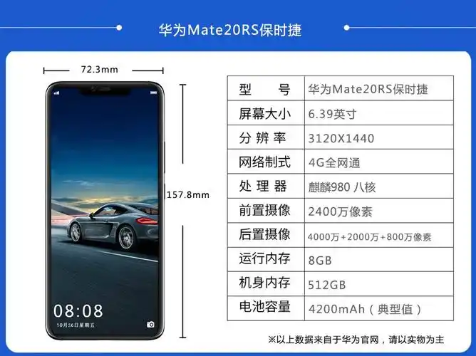 现货华为mate20rs保时捷设计手机4g瑞红8gb512gb