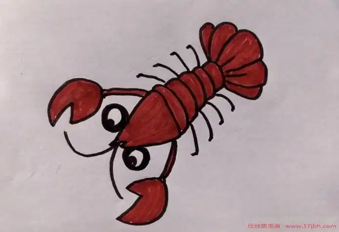 儿童画美食简笔画大虾 简笔画图片大全-普车都