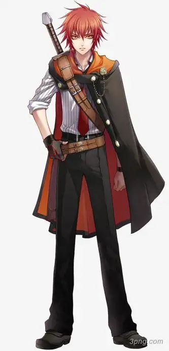 立绘短披风男子png素材透明免抠图片-卡通手绘