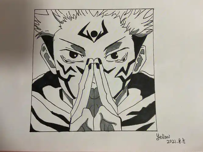 手绘打卡1100两面宿傩小白临摹