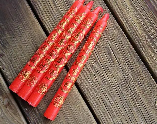 红蜡烛粗带孔烫金大蜡烛无烟祭祀供佛供奉红色家用小粗拜神结婚香烛