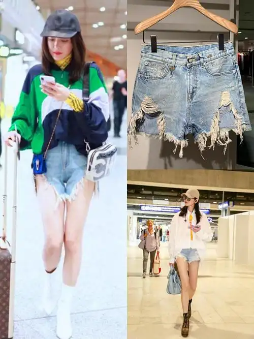 2020春夏r13 杨幂同款 超显腿长破洞休闲牛仔短裤折扣现货