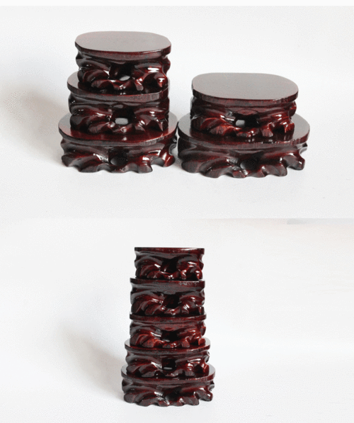 奇石摆件底座 实木质小石头木托 木架子茶壶托架可挖槽底座