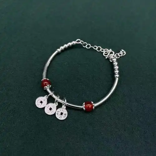 银佳银饰 足银990 石榴石八卦弯管手链 时尚潮流 一件代发-阿里巴巴