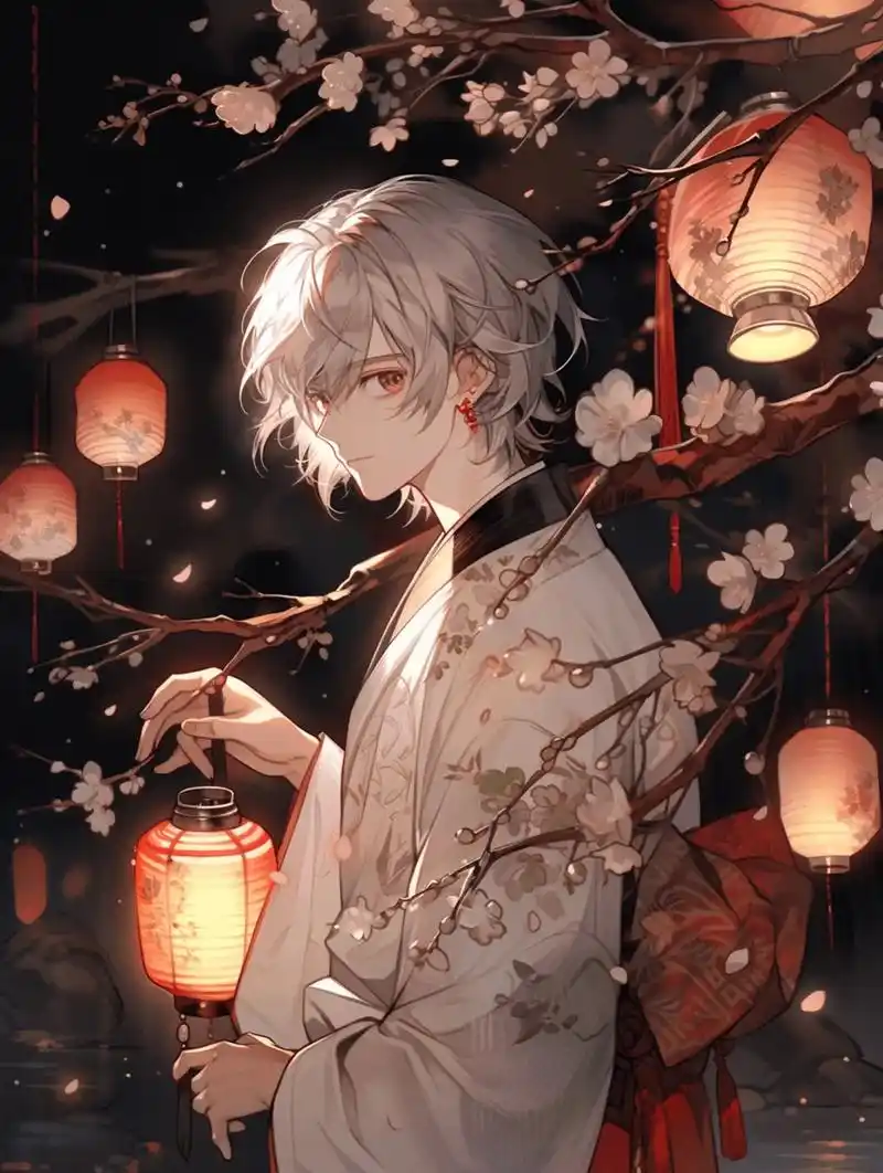 ai绘画男生白银色头发/动漫人物男生头像.#二次元ai绘画  - 抖音