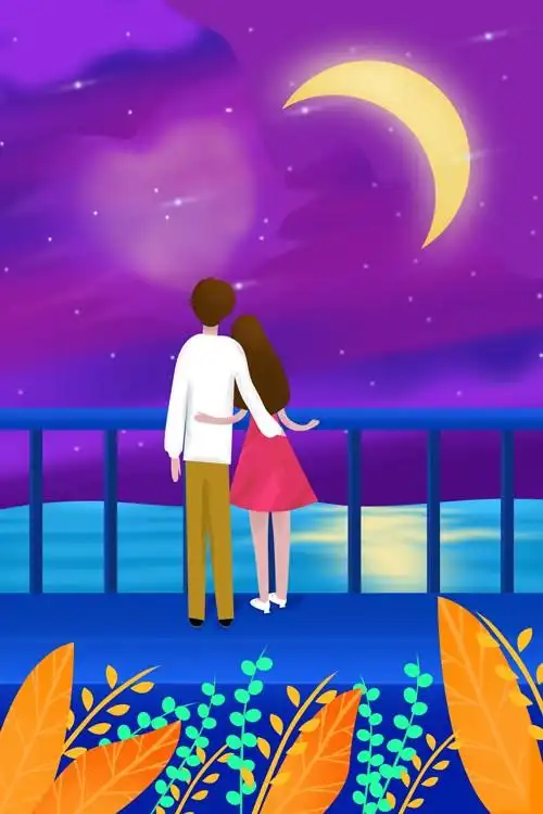情人节一起看海插画素材