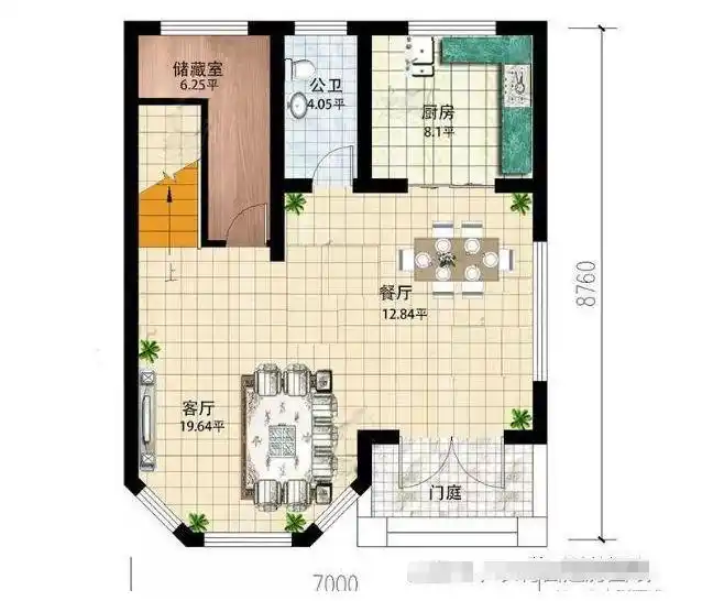 占地65平米的自建别墅,三层结构很浪漫