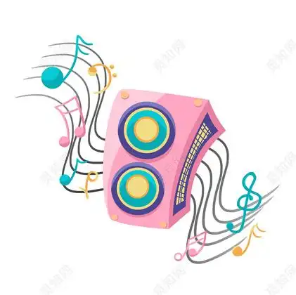 手绘卡通音响乐符png素材
