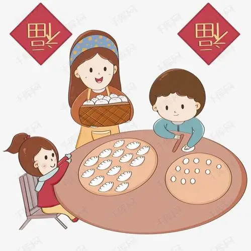 团圆饭上怎么能少了饺子这道菜呢,这张图生动形象地展现了包饺子的
