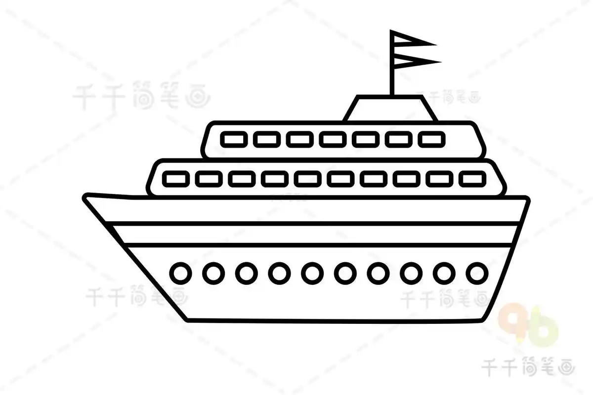 幼儿园小朋友喜欢的大轮船涂色画_交通工具涂色画简笔画