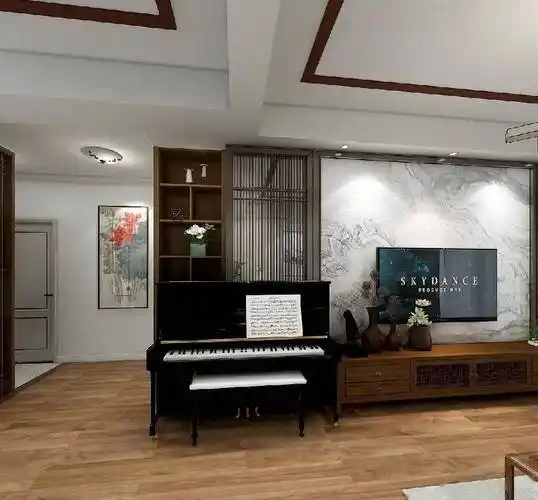 有了钢琴的加持,立马显出现代文艺的气息▲客厅01钢琴可以让家里的