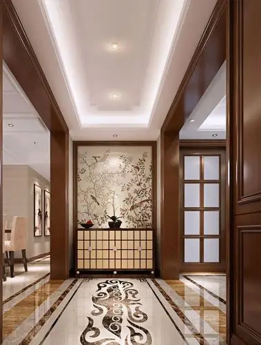 中式风格三居室玄关走廊装修效果图欣赏
