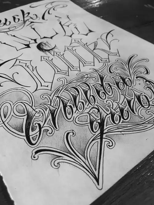 适合做纹身的花体英文手绘设计