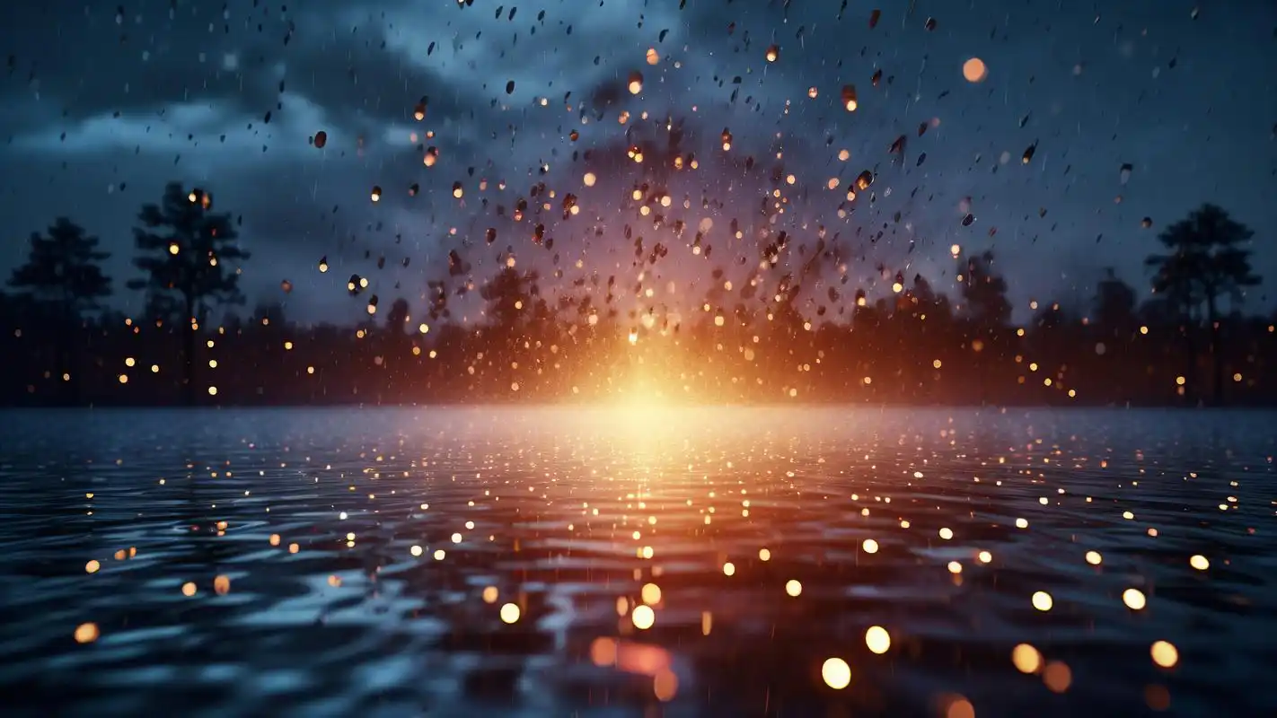 9715雨夜霓虹湖面倒影壁纸91 雨后的夜晚,霓虹灯在湖面上翩翩