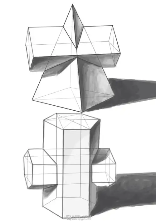 组合几何体素描速写美术绘画入门练习