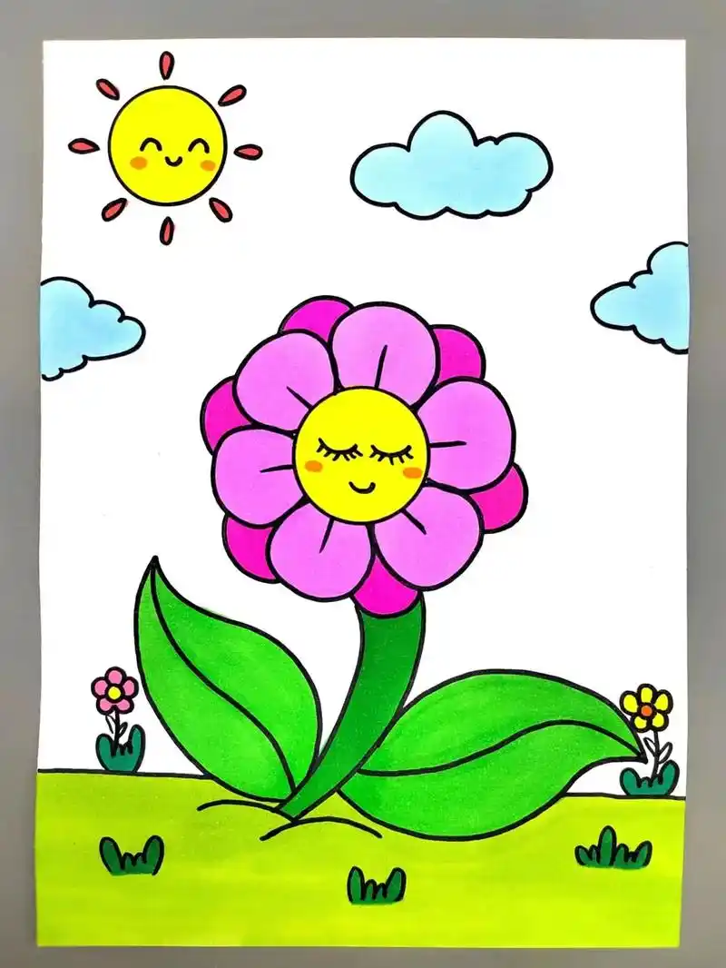 教你画一朵羞答答的太阳花,简单又好看,快来试试吧#太阳花简笔 - 抖音