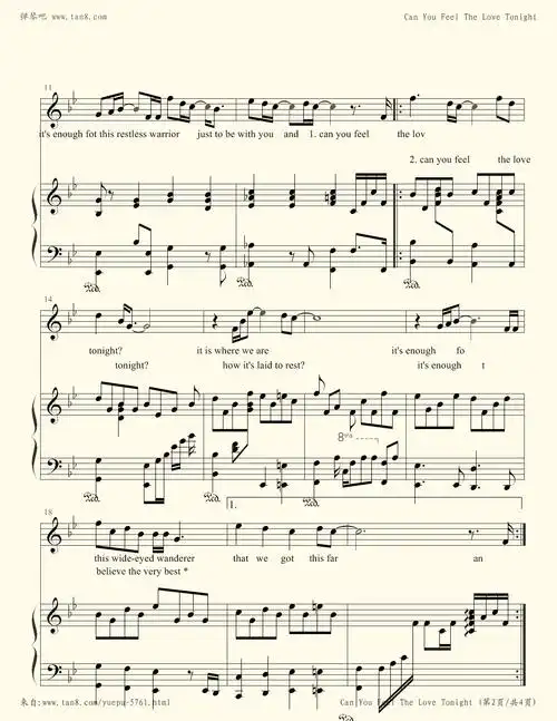 钢琴谱 - 狮子王主题曲