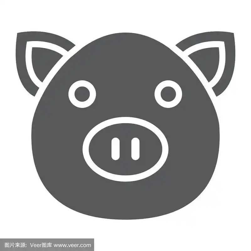 猪字形图标,动物和农场,猪标志,矢量图形,白色背景上的固体图案.