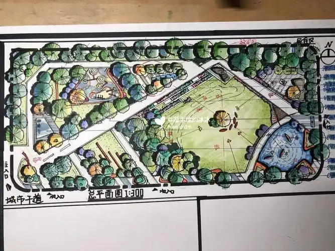 风景园林景观设计考研平面图手绘表达诚接效果题平面图快题定制模