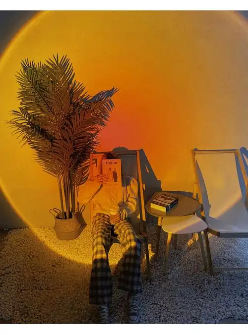 艺歌(yige) 意大利设计师落日灯网红拍照投影灯夕阳红落地灯客厅卧室