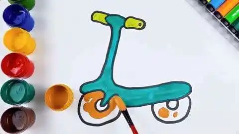 儿童绘画早教:滑板车的画法并上颜色